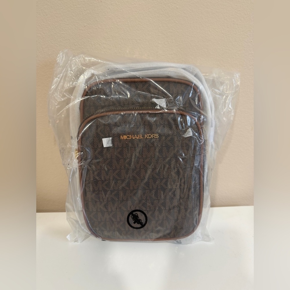 MICHAEL KORS Jet Set Travel Medium Logo Crossbody Bag brown NWT - Picture 5 of 7